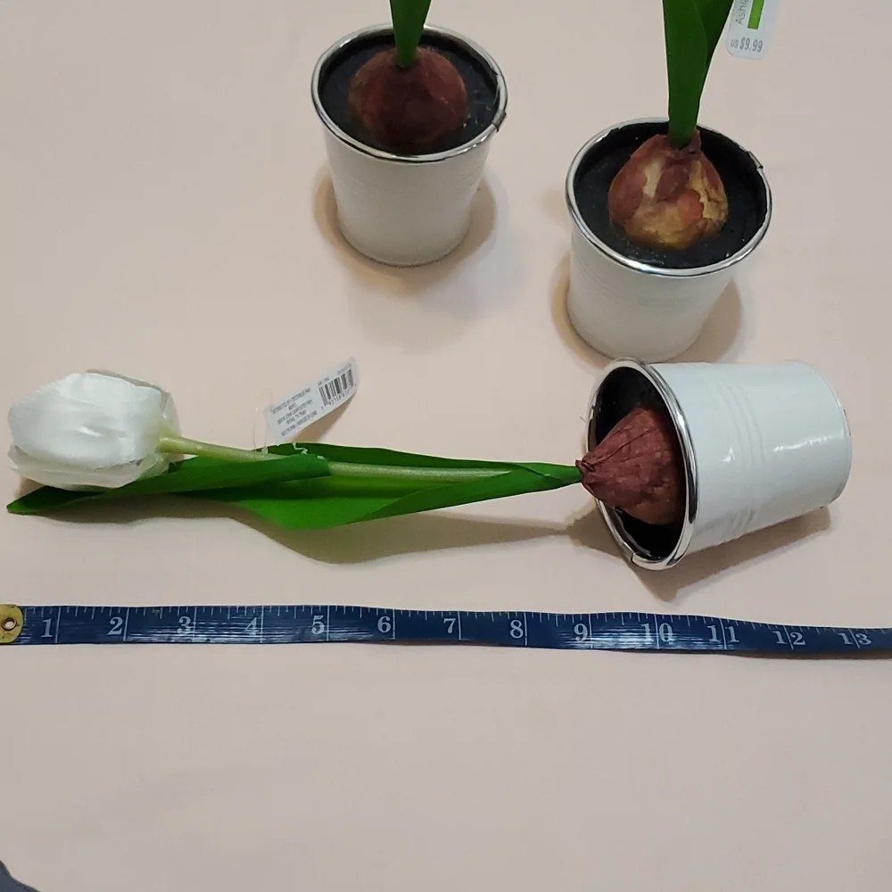 3 Faux Potted Tulip Bulbs